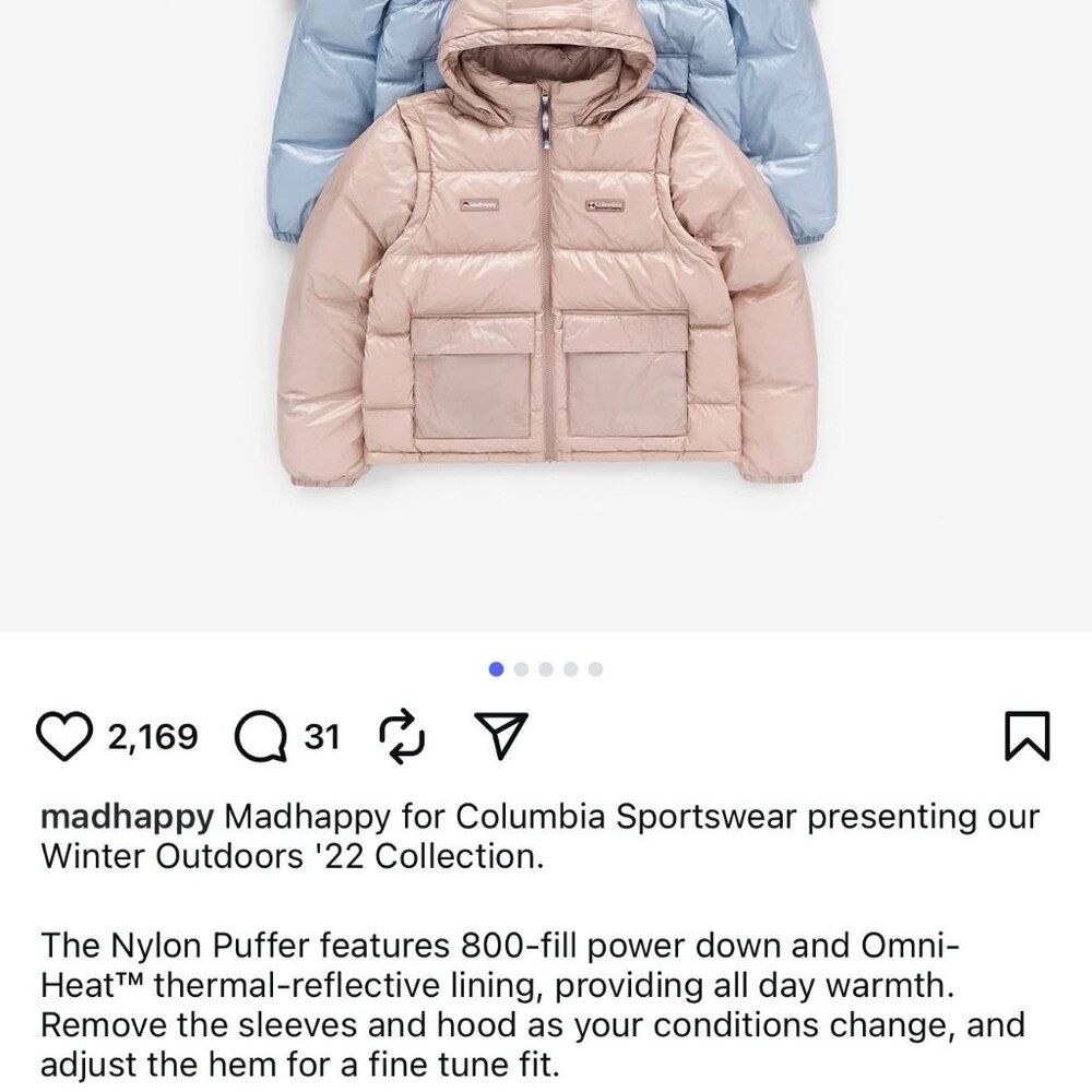 Madhhappy × Columbia Mauve Vapor Down Puffer Jacket 800 Fill M Convertible NWT - Picture 5 of 15